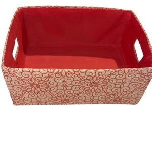 Printed Cream & Pink Fabric Clothes Bin Storage Organizer Box 10" x 6"